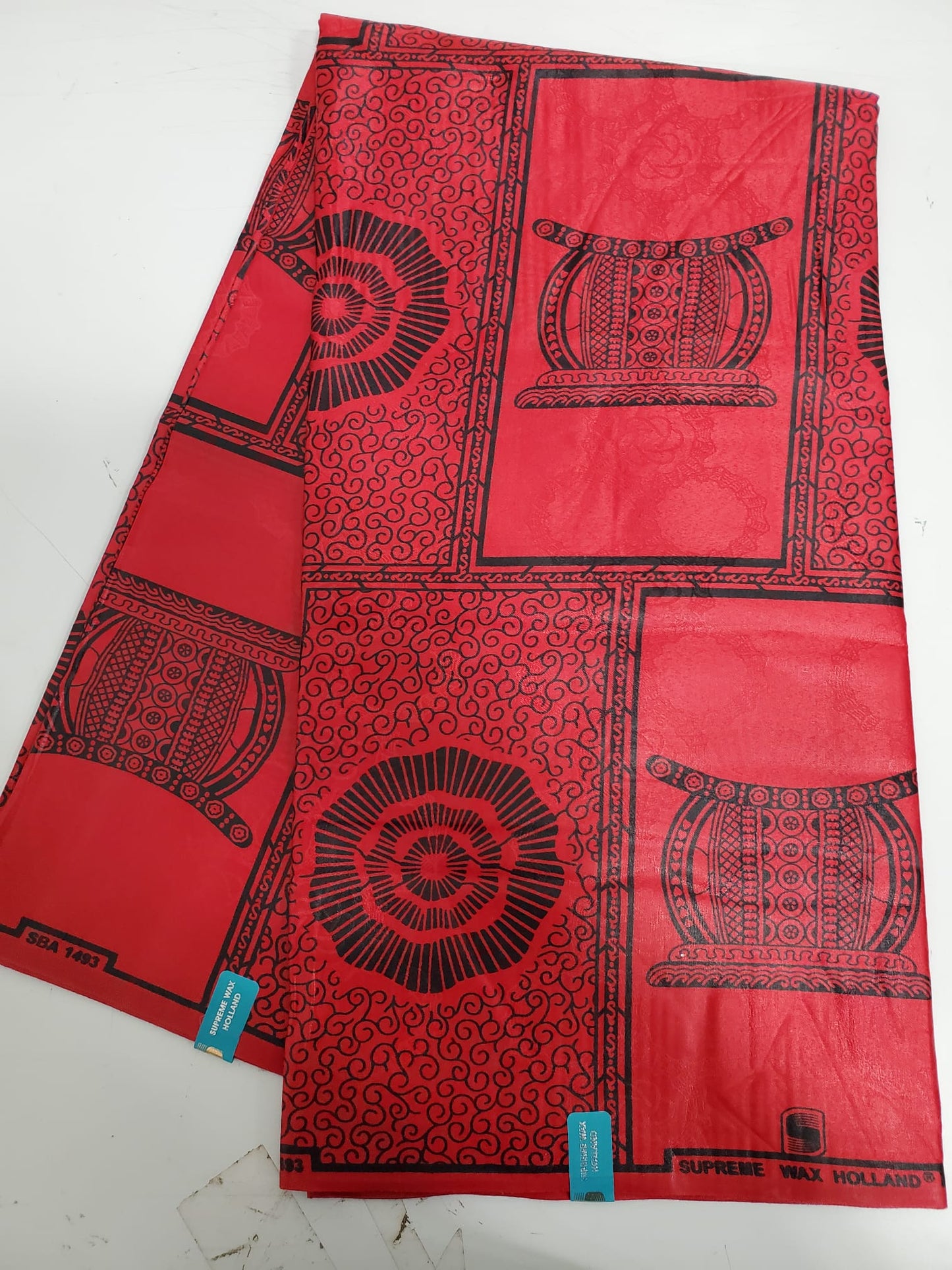 Red multi Ahenfie royal bazin print SAF08