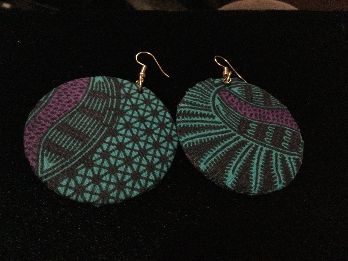 Teal Print Multi Earrings Handmade Wax print