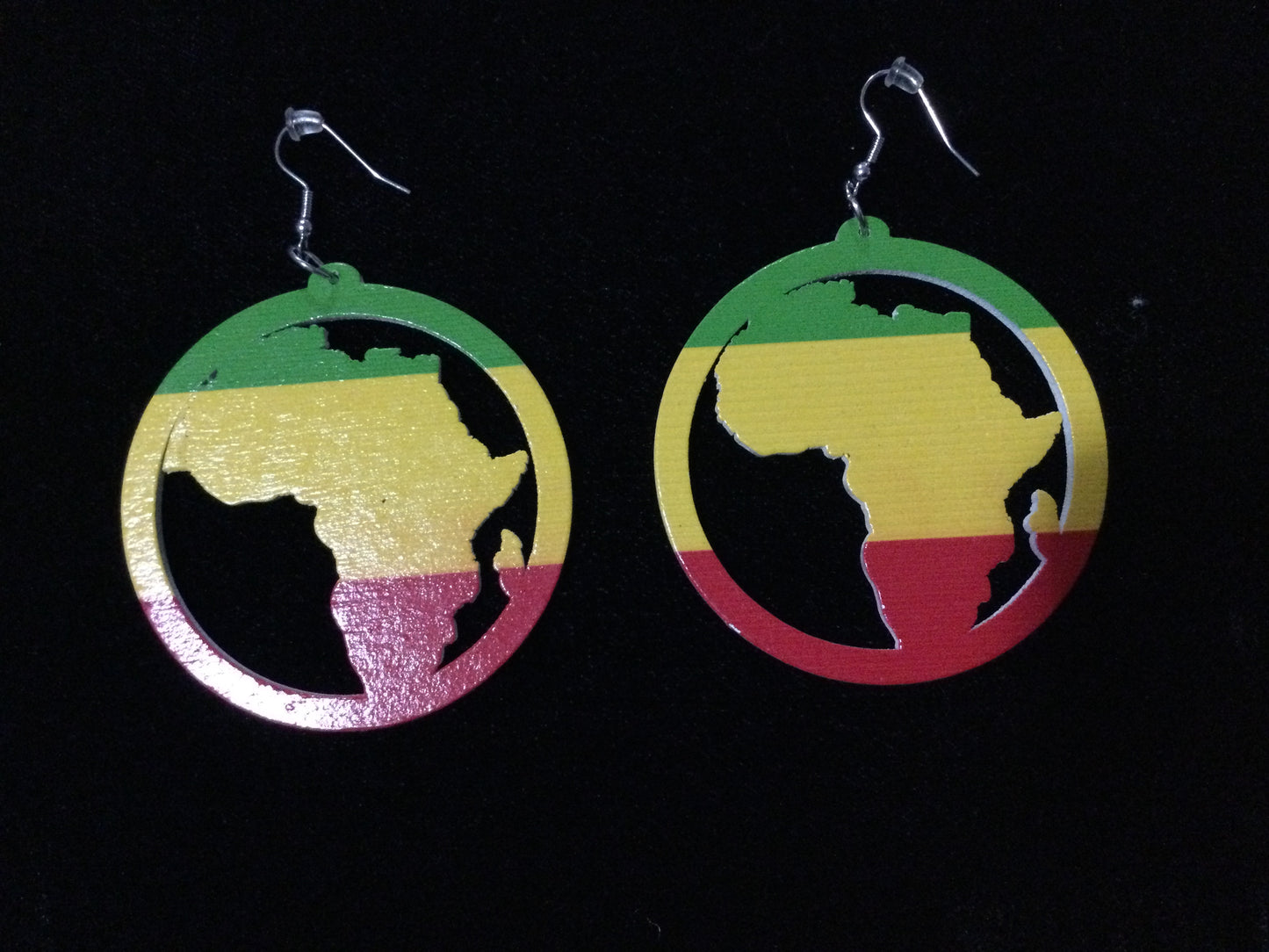 Handmade Wood Earrings Rasta