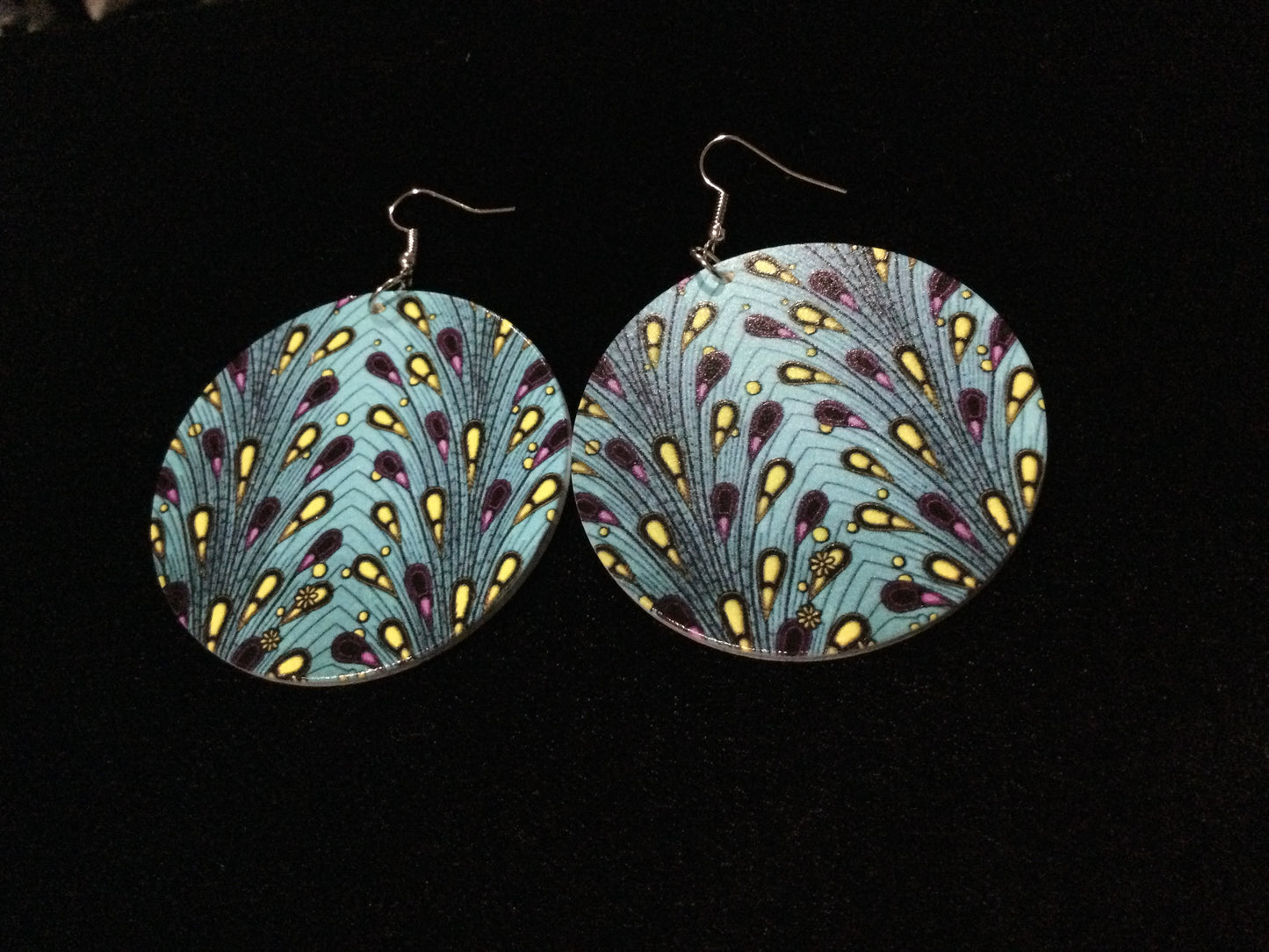 Handmade Peacock Wood Earrings