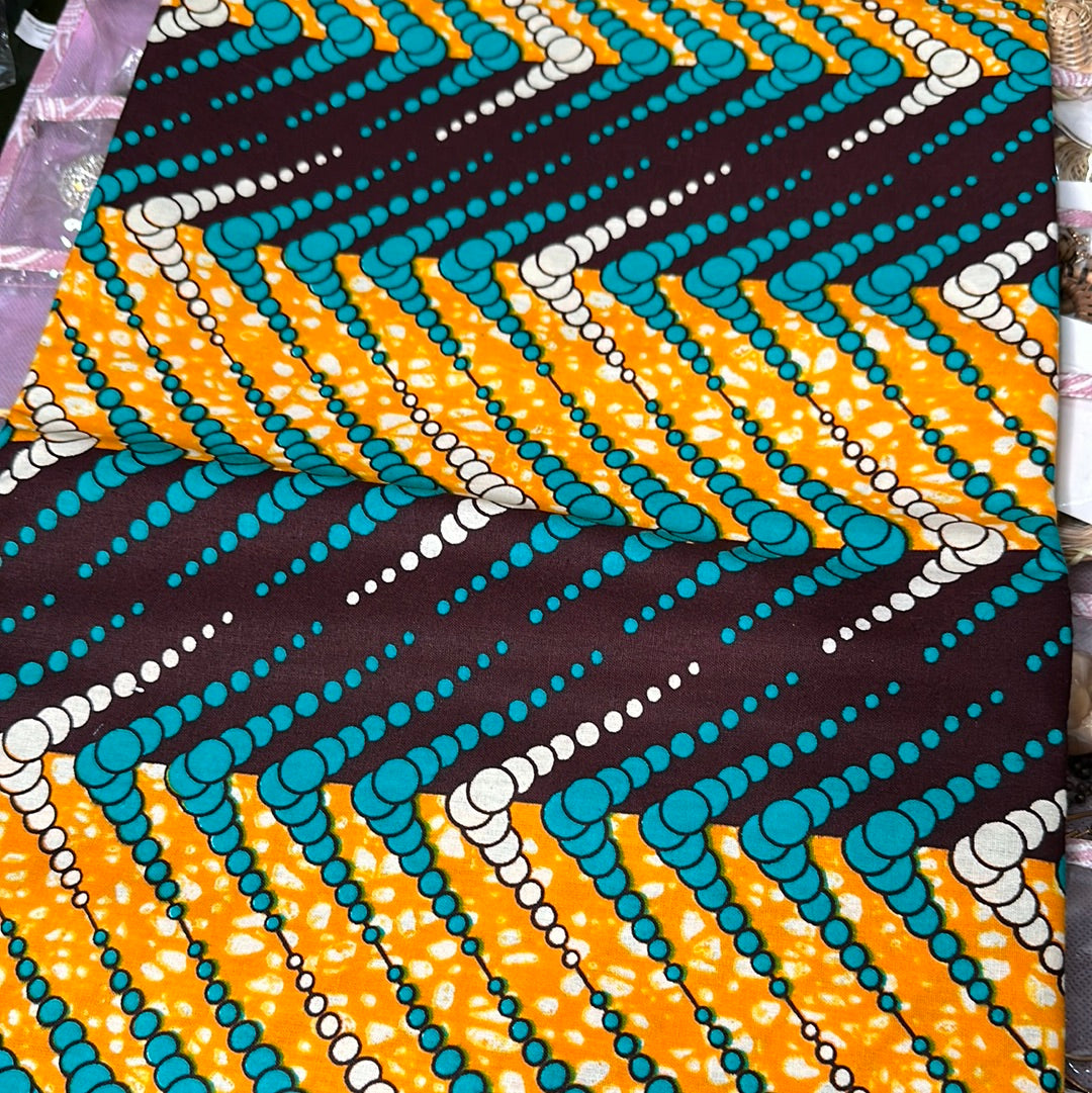 African Print Blue Multi 6yrds