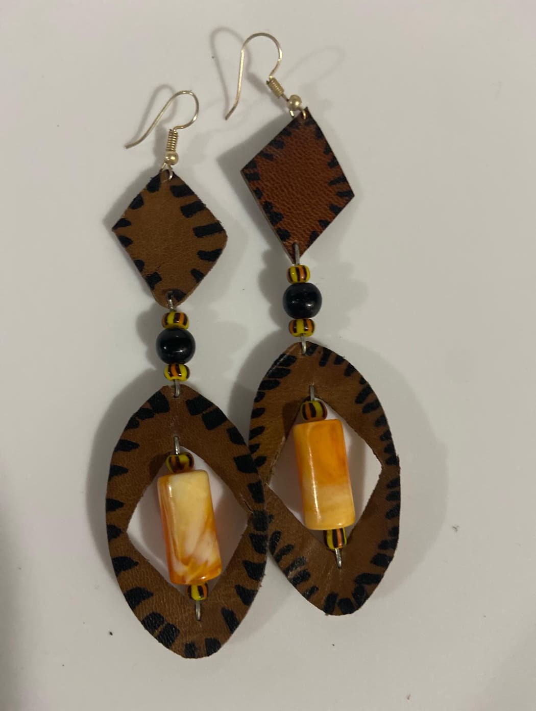 Leather and Bead Earrings