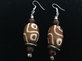 Brown and White Earrings