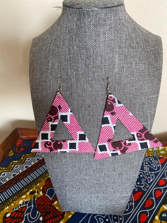 Pink Triangle Shape Print Earrings
