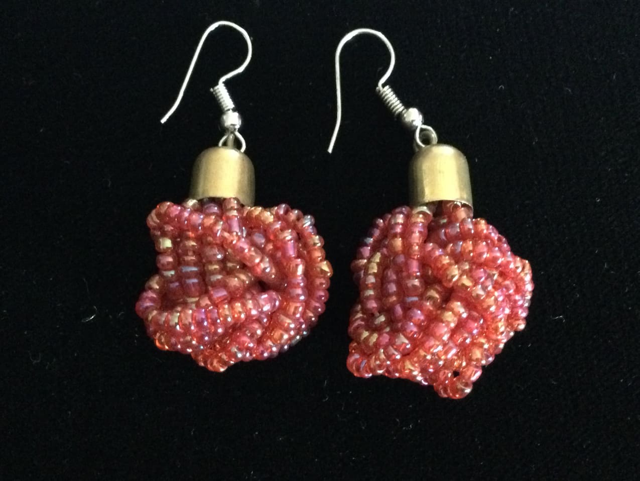 Pink clustered beaded earrings Handmade Beads