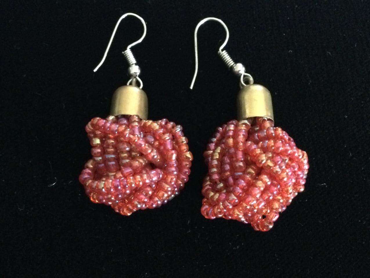 Pink clustered beaded earrings Handmade Beads