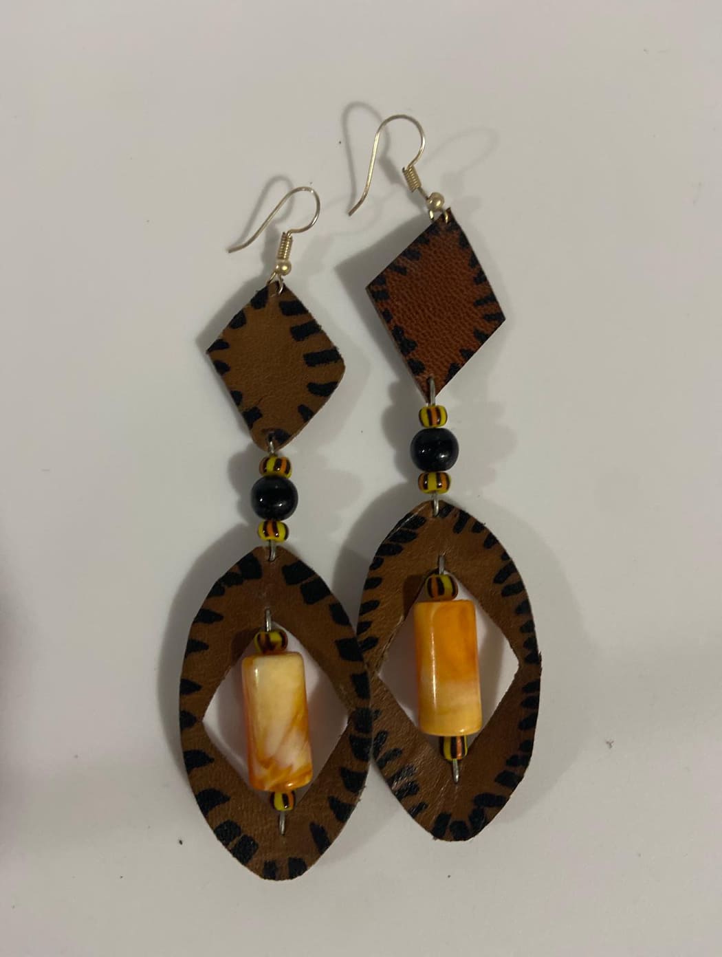 Leather and Bead Earrings