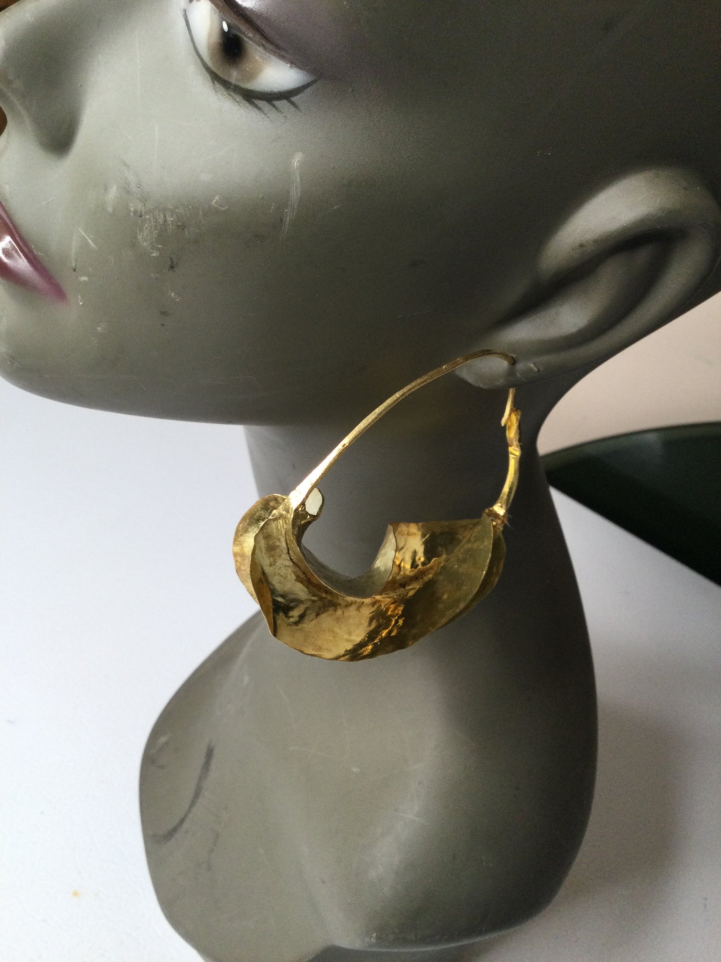 Medium Fulani brass hoop earrings (1 inch wide)