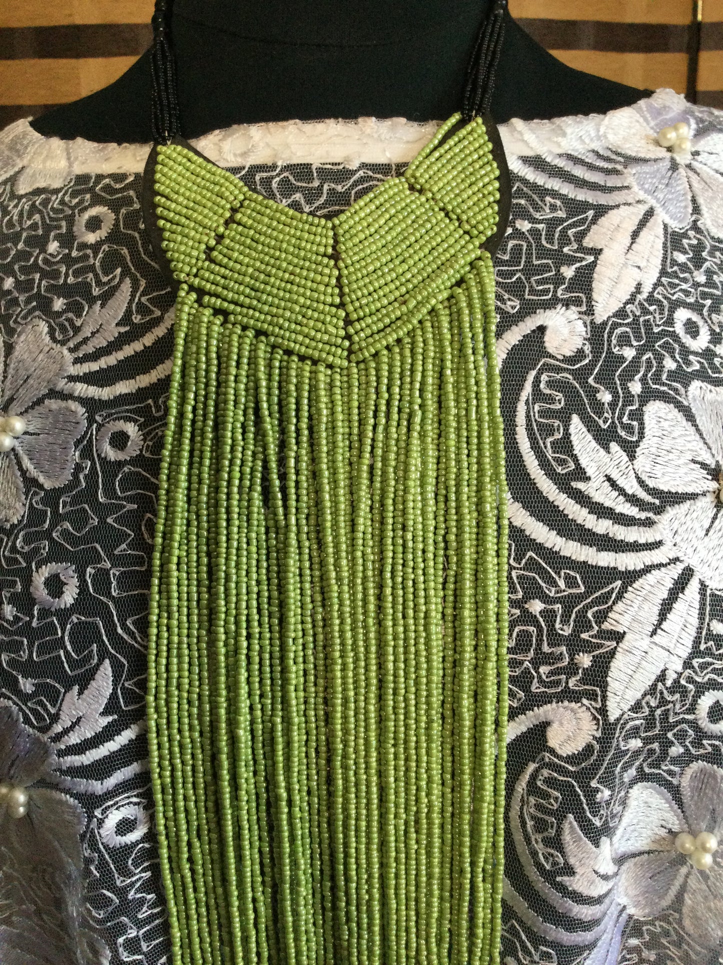 Green Long Multi Strand Necklace