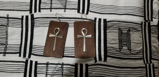 Wood and ankh Earrings