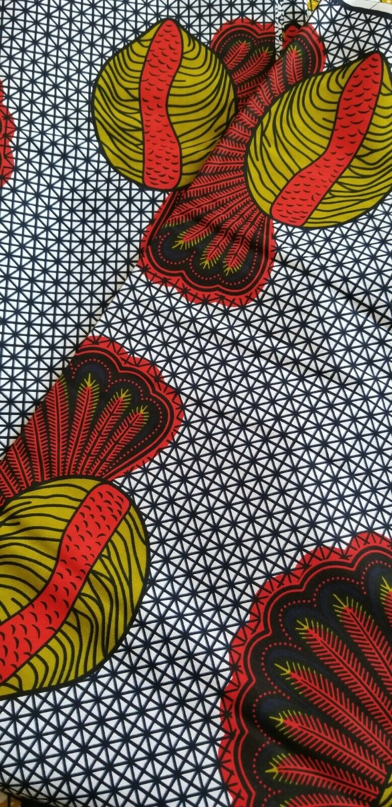 MULTICOLOR African Print 100% Cotton (snails ~fruitful)3yrds ×(44 in.) ~$15.25