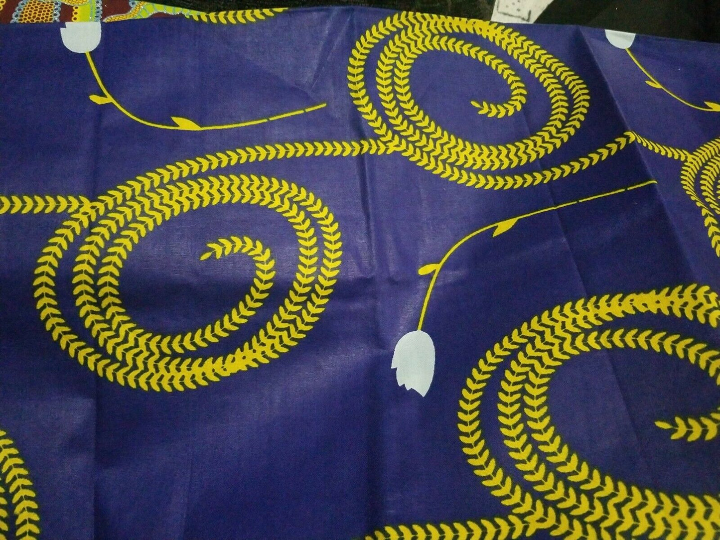 Blue and yelow multi African Print 100% Cotton F ~Headwrap/scarf $8
