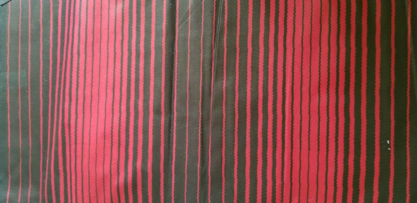 Red And Black Stripes African Print Fabric~3 yards