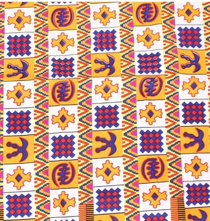 Bold African Symbols Fabric(Adinkra) Print by the Yard...$8
