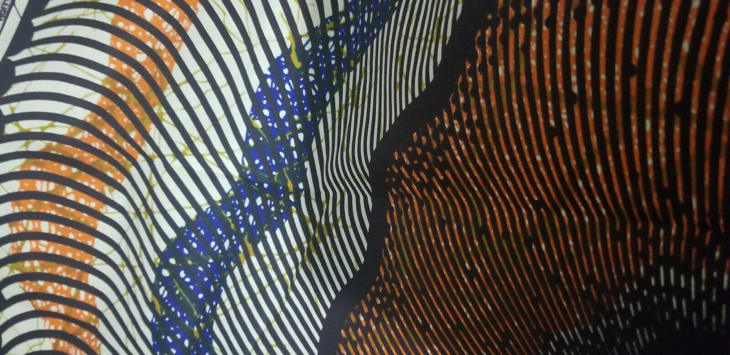 Mustard multi African Print 100% Cotton Fabric ~2yds×46" $11.50