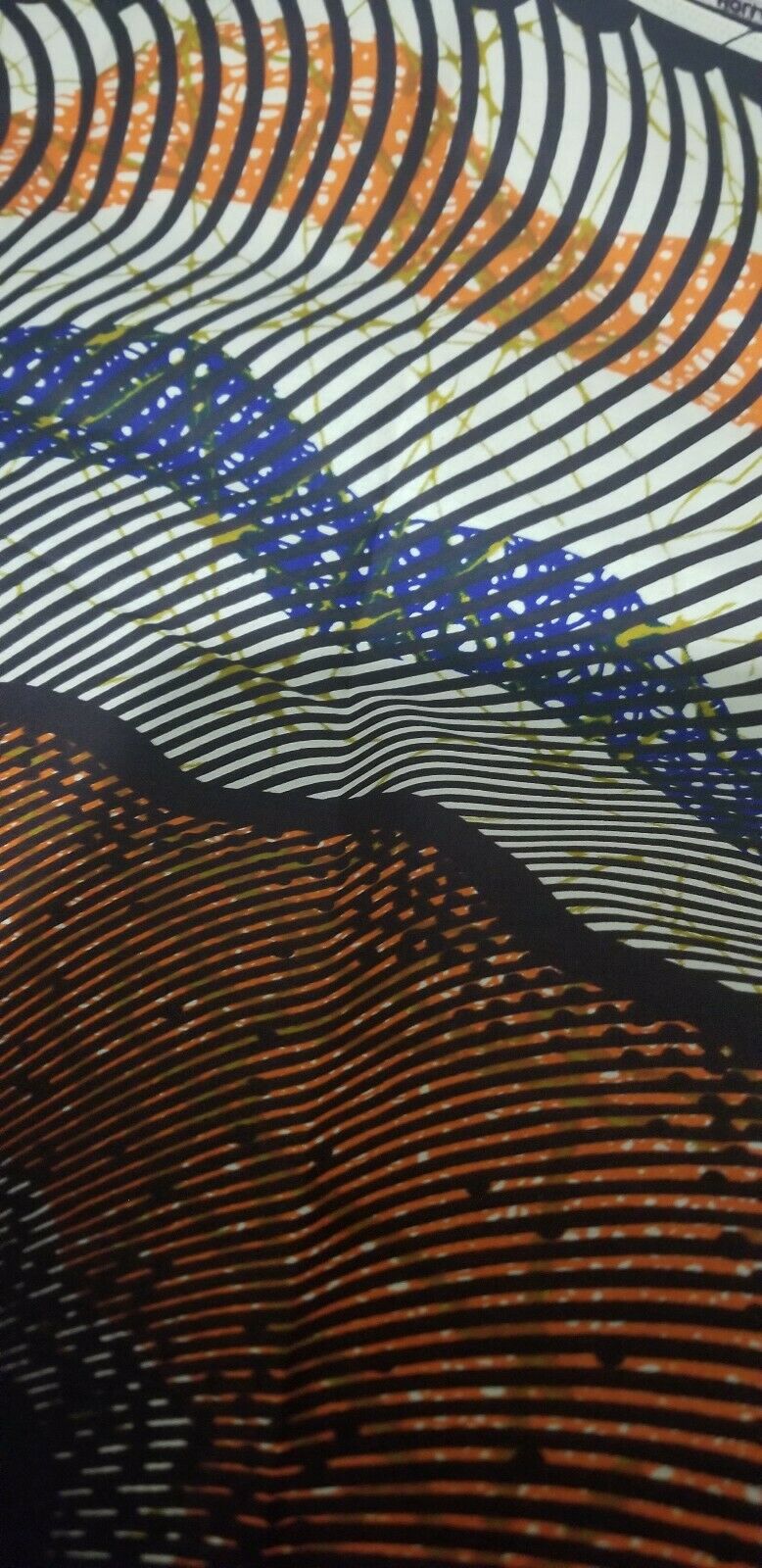 Mustard multi African Print 100% Cotton Fabric ~2yds×46" $11.50