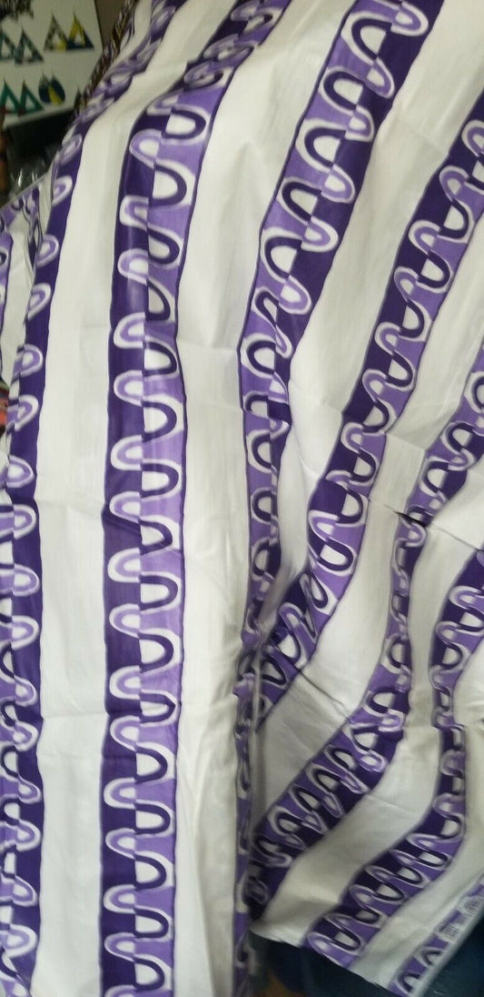 Ghana Akosombo Textile(ATL )100% Cotton white and Lavender $10 per yard