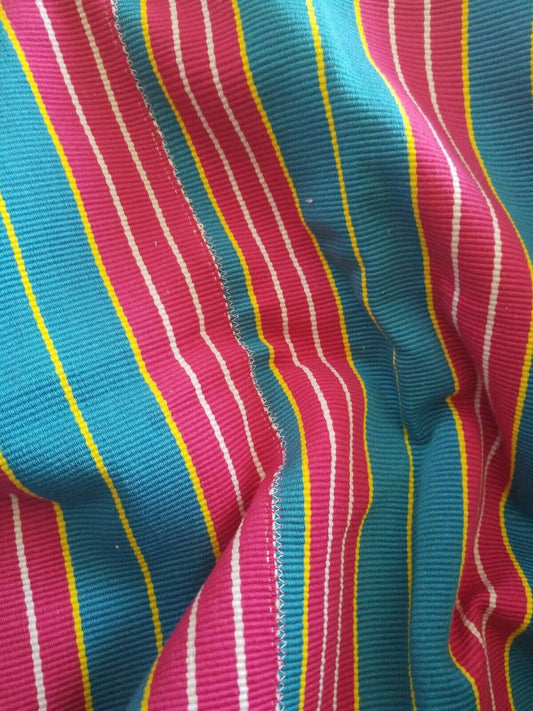 FasoDaFani Fabric From Boukina Faso blue &pink stripes58"×77"