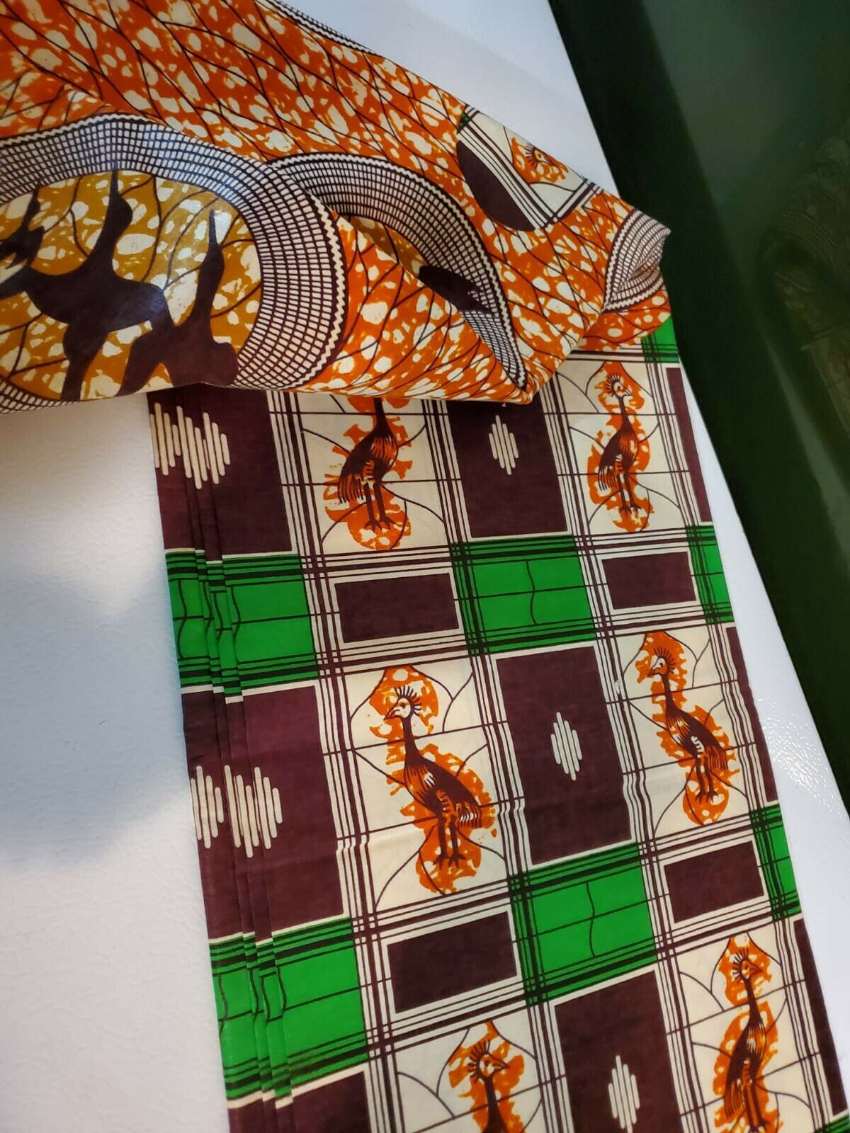 Green MultiAfrican Print(birds) 100% Cotton Fabric ~6yards×46"~$32 SALE $25!!!!