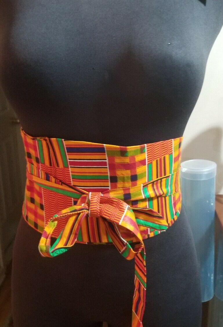 African PRINT WIDE BELT wrap&Tie( Kente)