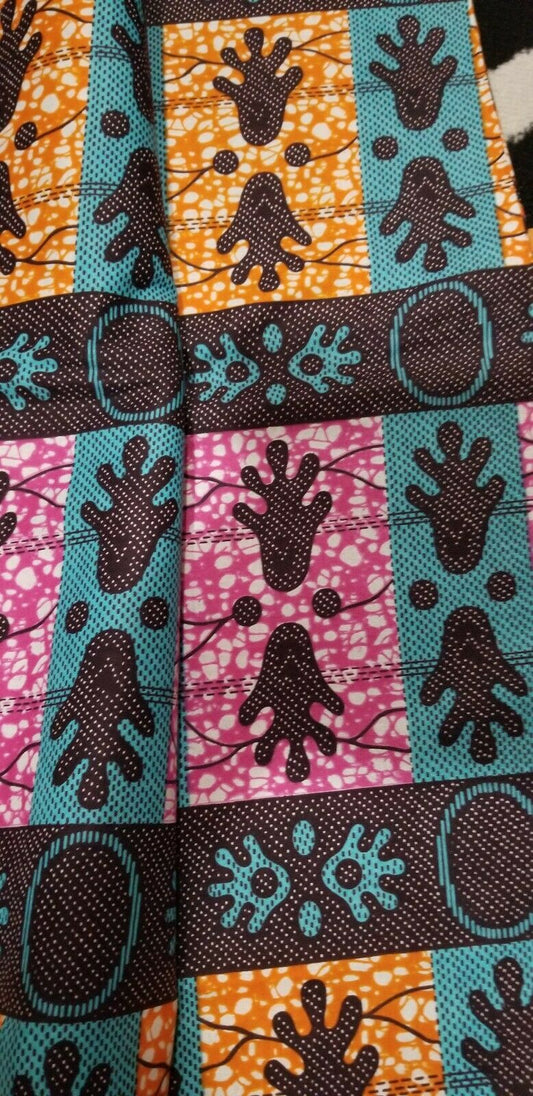 Multi Color African Print(hand motif)~6yards$35