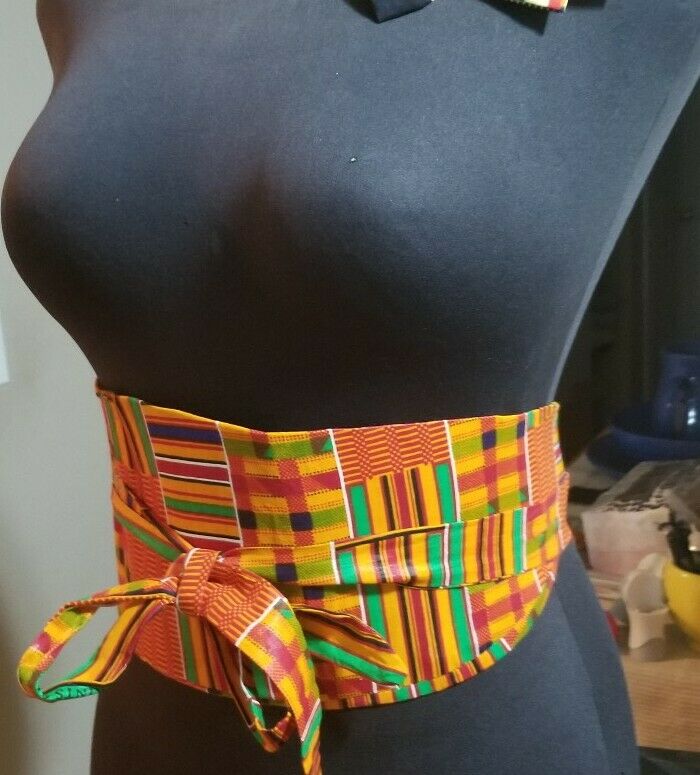 African PRINT WIDE BELT wrap&Tie( Kente)