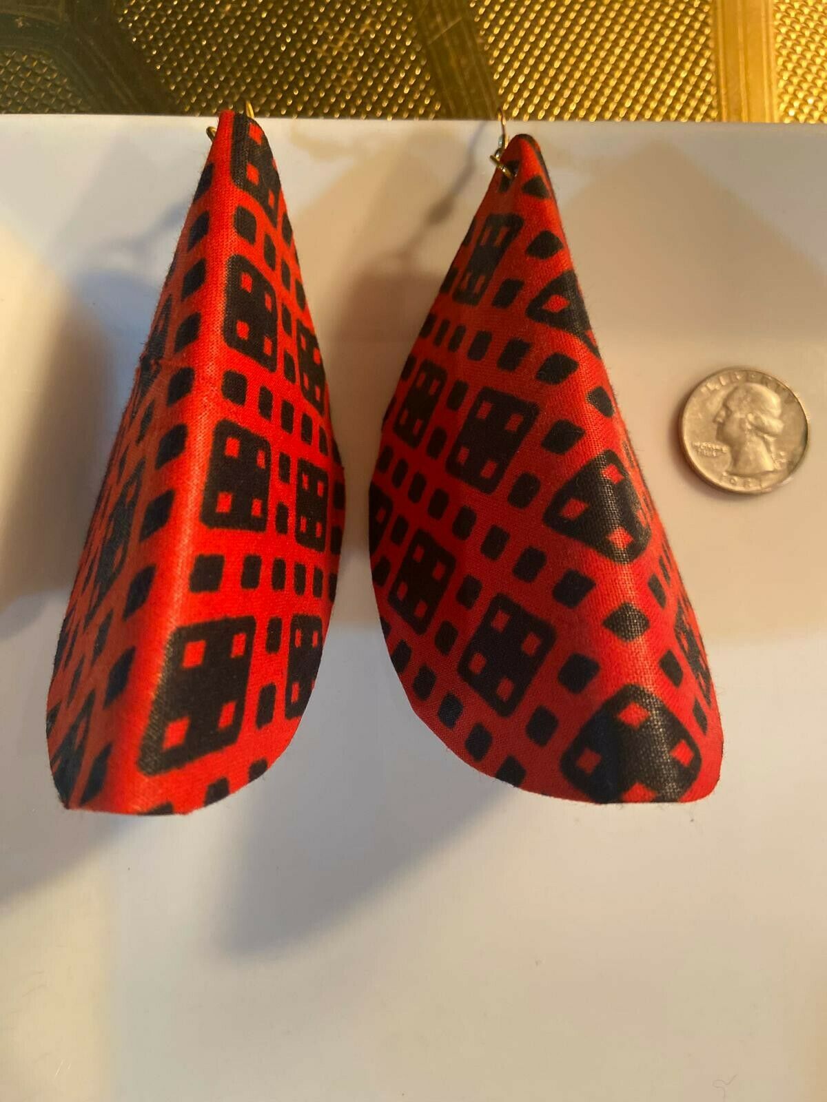 African Print Butterfly Earrings Red~ $12 Ships Free