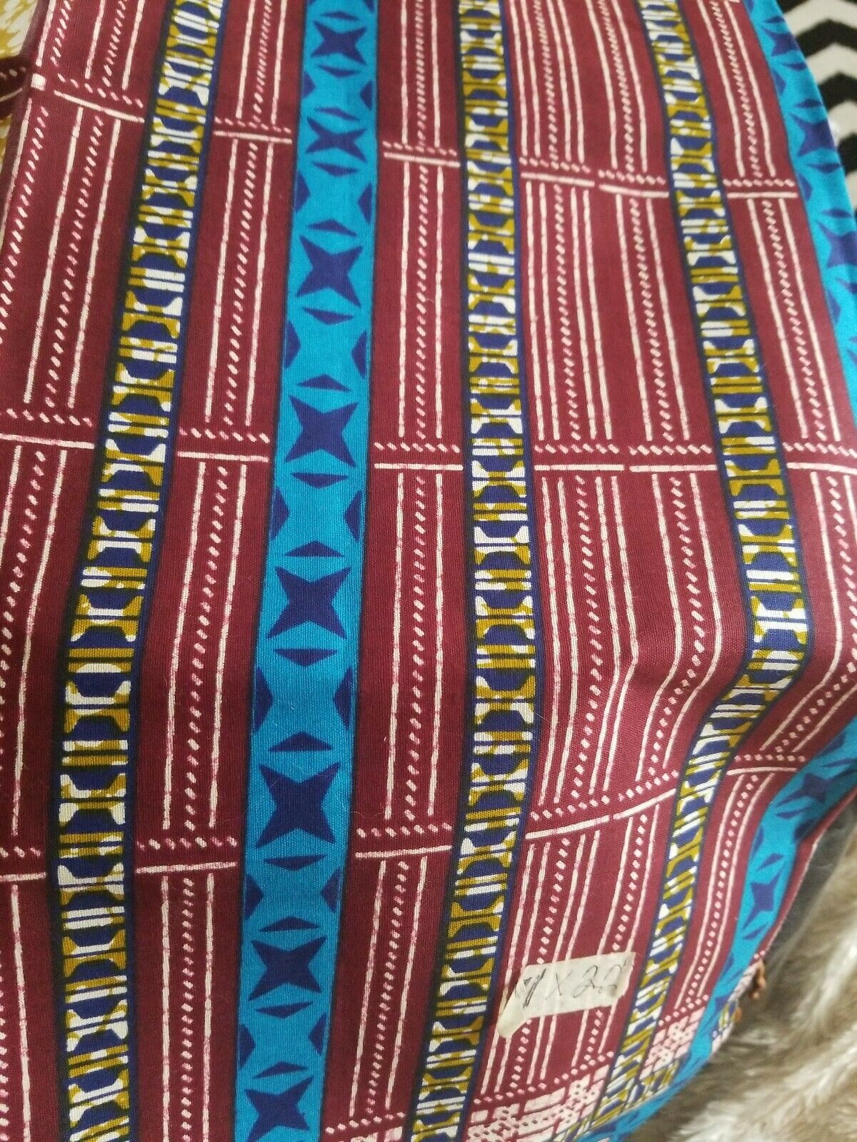 Blue MULTICOLOR African Wax Print 100% Cotton Fabric ~2yards,44" INCHES