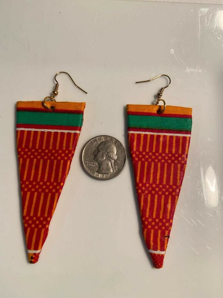 African Earrings Fabric Handmade with Tribal Ankara/waxprint 3pairs $15