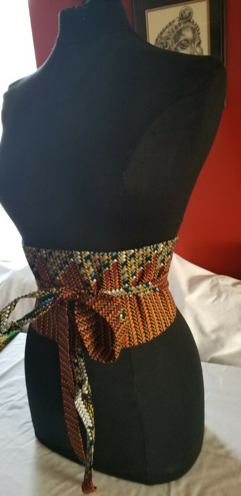 African PRINT WIDE BELT wrap&Tie Brown Multi Print
