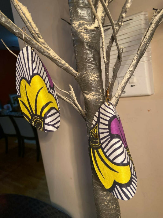 African Print Butterfly Earrings Yellow marigold~ $12 Ships Free