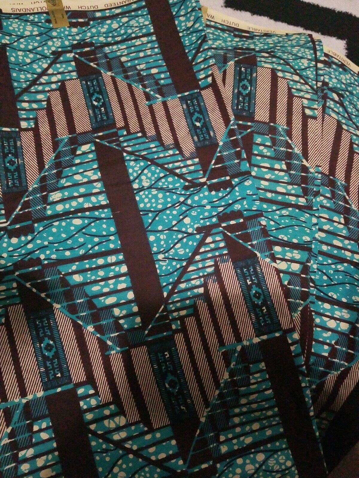 GREEN & BROWN MULTICOLOR African.Wax Print 100% Cotton Fabric 2yatds~$12
