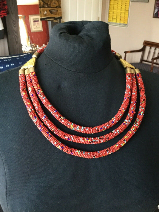 3-strand African Beaded Necklace