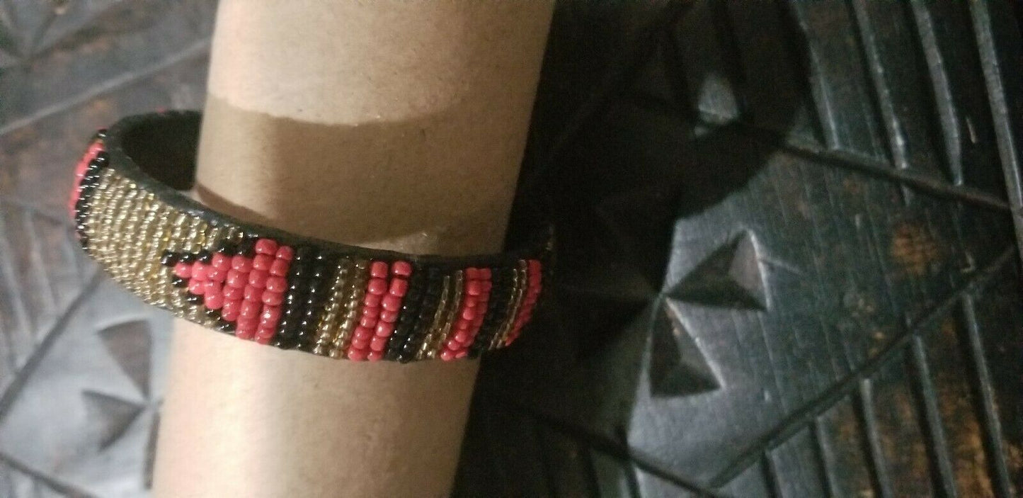 Kenyan Leather Banded Beaded Bracelet~ $5 each