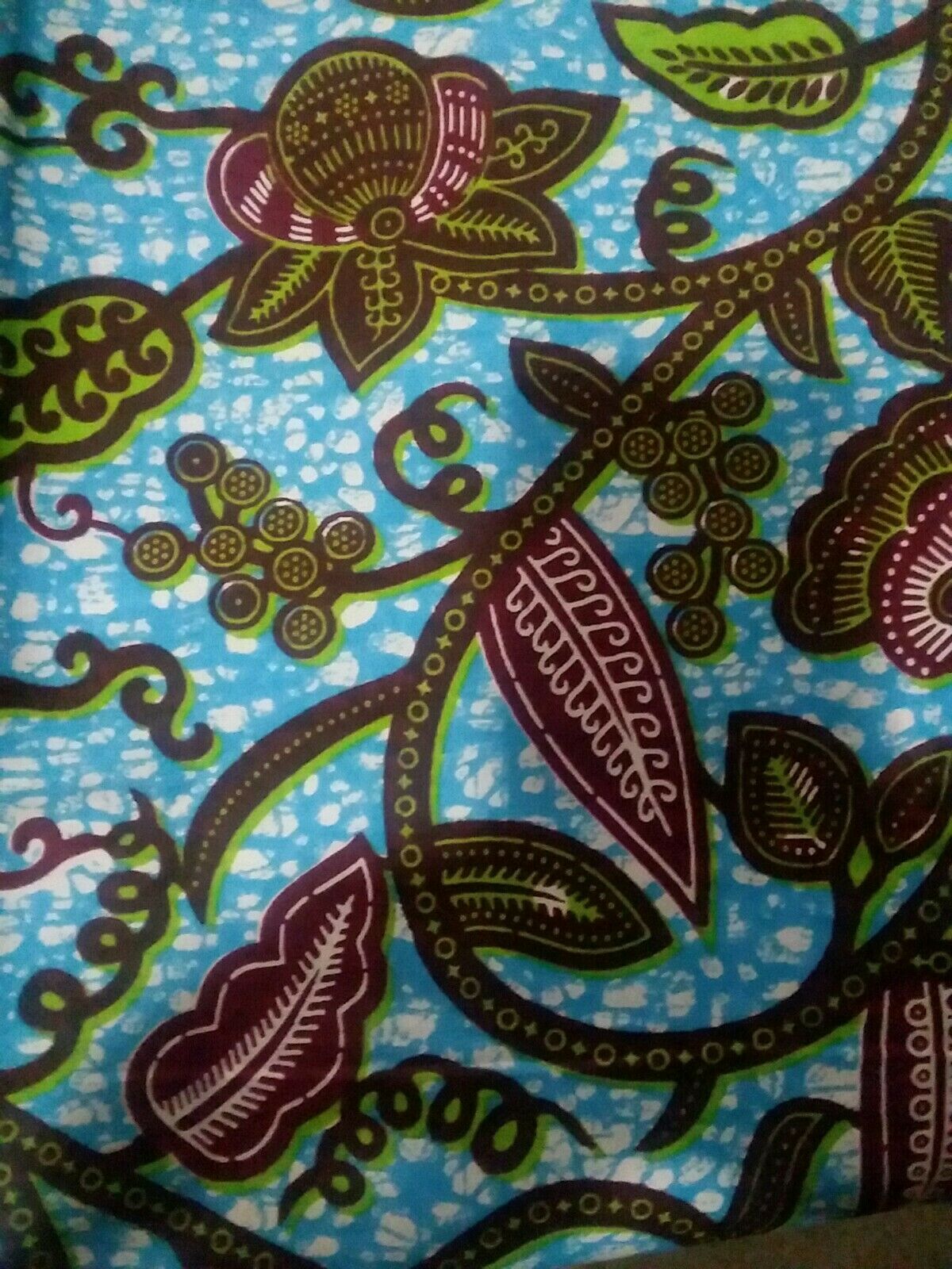 Turquoise Multi African Print 100% Cotton Fabric 2yard×46inches~ $12