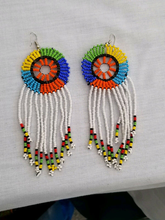 Handmade Fashion Jewelry Multicolor Beaded Beadwork Earrings