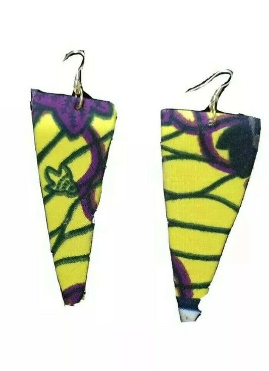 Arrow Head Design YellowAfrican Print Earrings $6