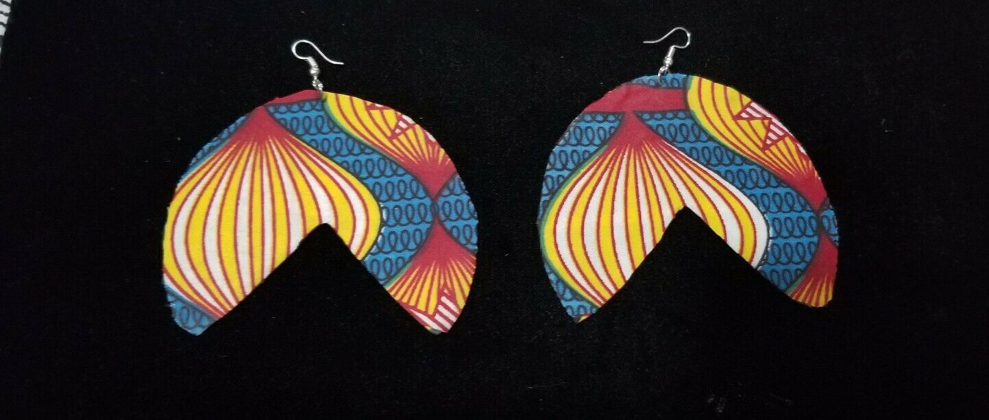 Handmade African Print Fabric Earrings Ethnic Tribal Cloth Statement $6