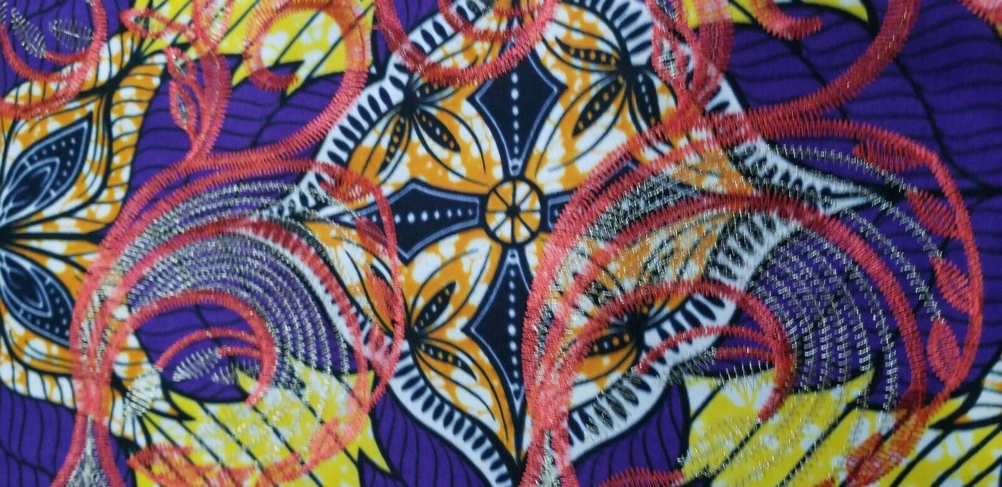 PurpleMulti Color African Print. Lace over Print Design ..$12.50 per yard