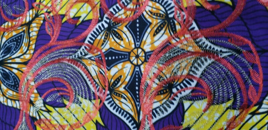 PurpleMulti Color African Print. Lace over Print Design ..$12.50 per yard