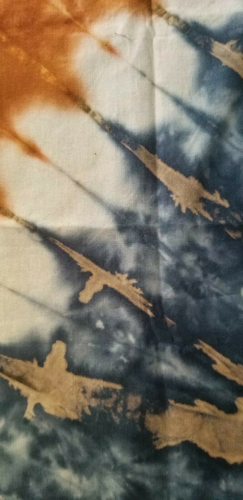 BLUE MULTI TIE DYE PRINT Scarf/Headwrap ~ 100% Cotton 67"×22"