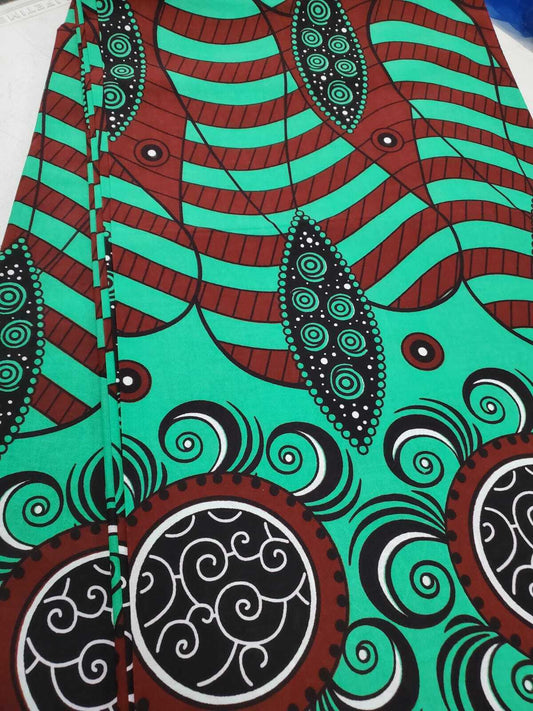 Green Multi African Print Fabric 100 % cotton $7 per Yard