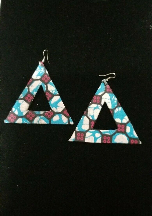 Handmade African Print Fabric Earrings Ethnic Tribal Cloth Statement $6