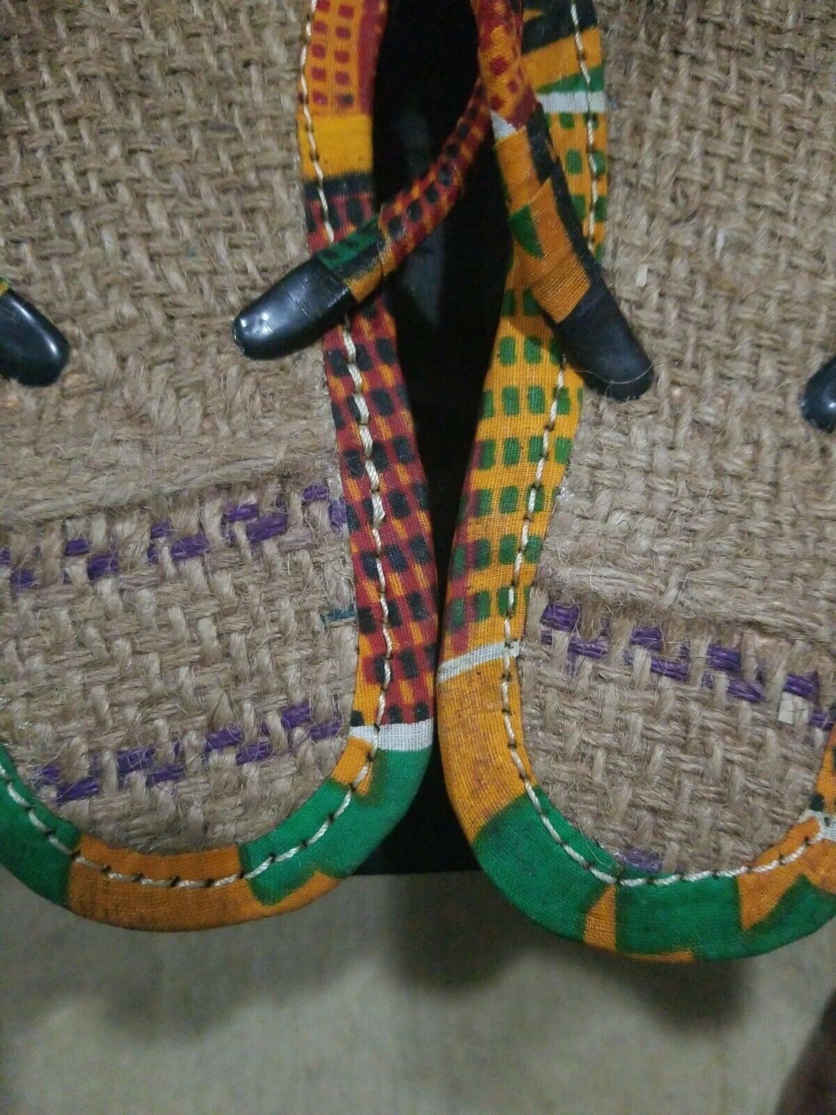 Handmade Kente Slippers with Denim Accents~Size 10M(fits US Size 9M)~$25