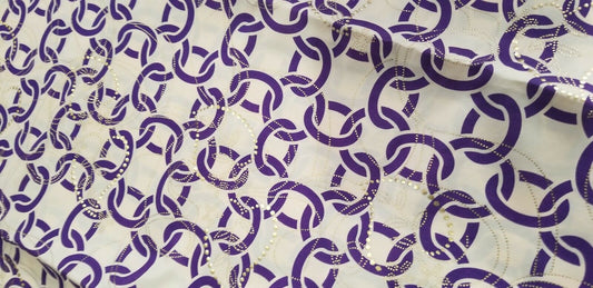 2Yards  Gold Emboss Design Purple African Print $16.50