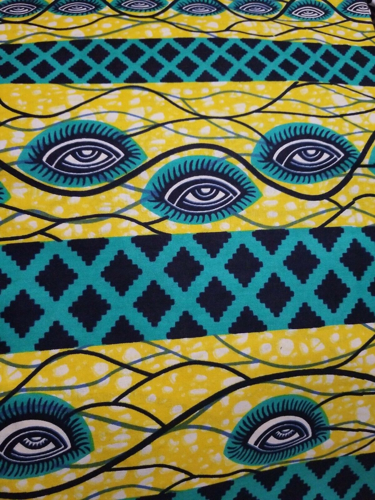 MULTICOLOR African Wax Print 100% Cotton Fabric (44 in.) 3yrds $17