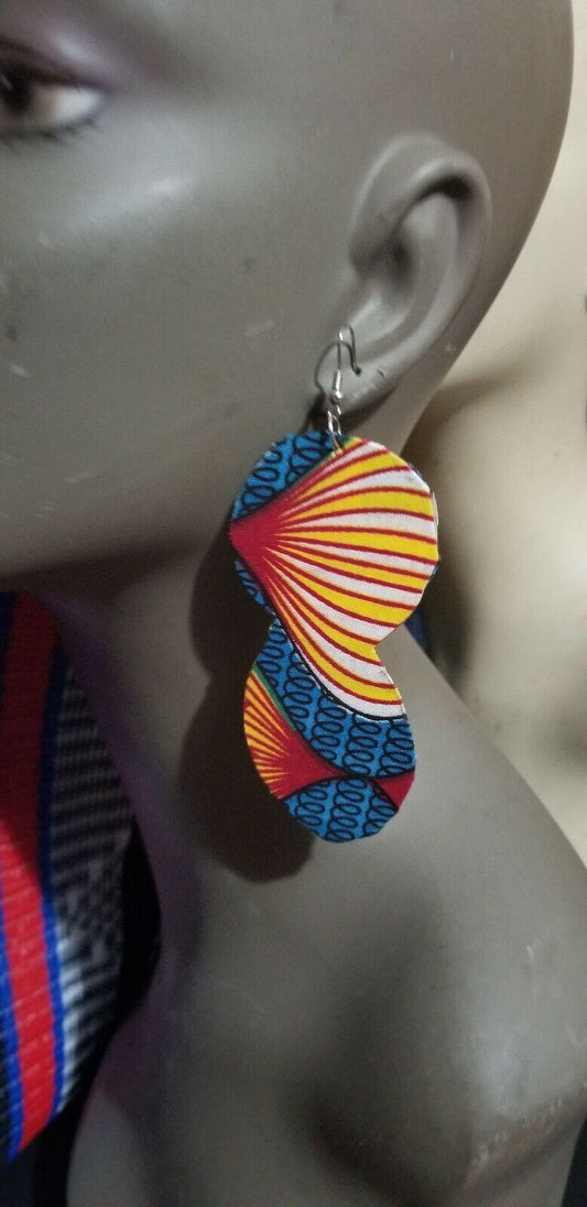 African Earrings Fabric Handmade with Tribal Ankara/waxprint 2pairs $10