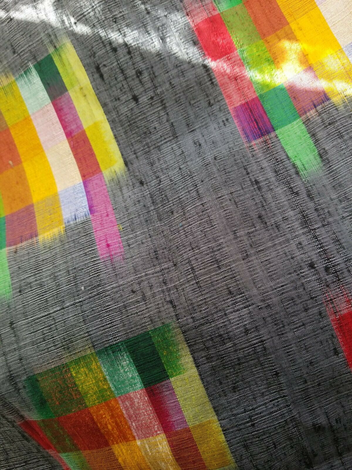 Kente Colors in Silk Lux Scarf/Head Wrap(Grey) 72"×21.5"