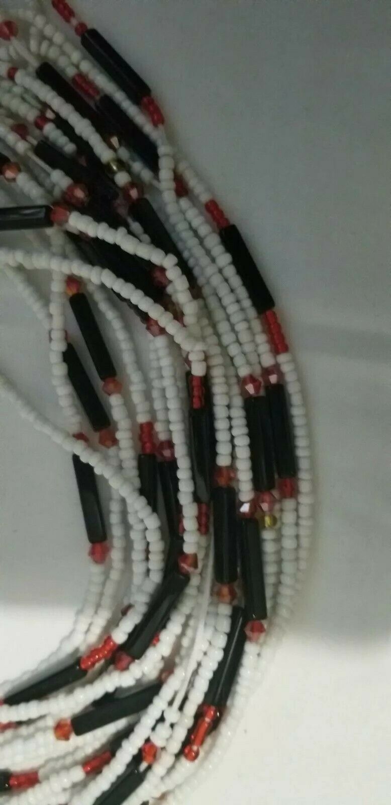 African waist beads White and Red Multi...Very Beautiful Dazzling ~ 45" to 53"