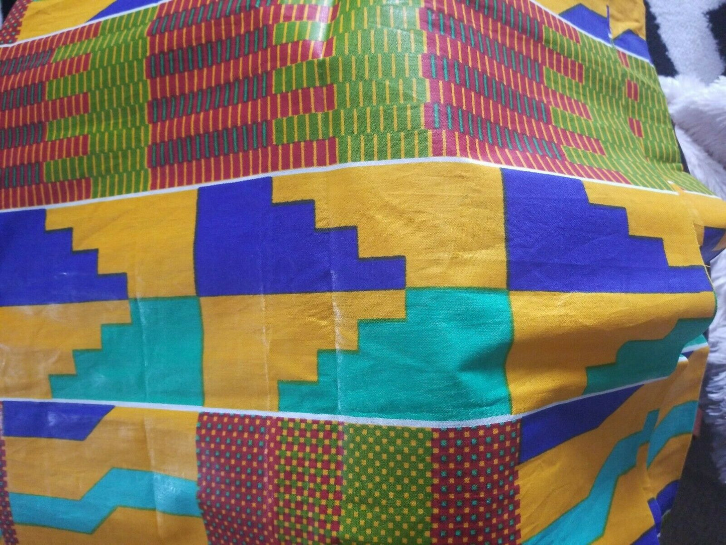 Kente Print African Wax Print 100% Cotton Fabric ~ 5yds and 33.5"×43"--$30